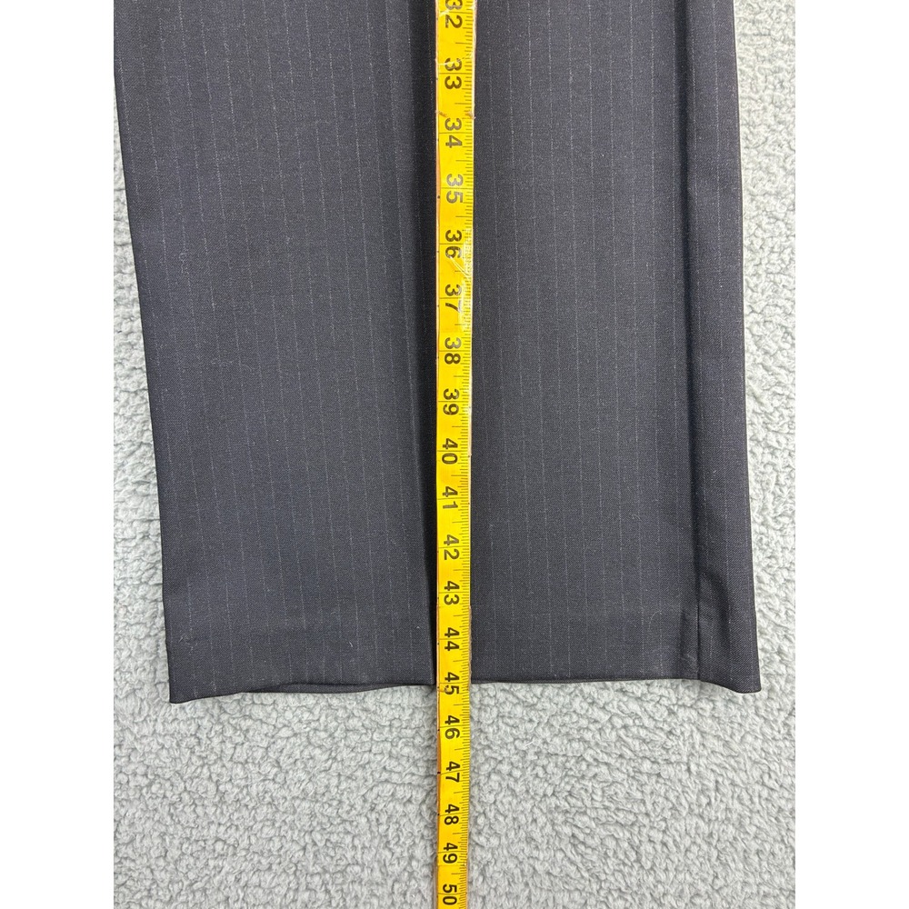 Zara Pinstripe Wide Leg Pants Women's Large Black Pleated Trousers High Waist - Picture 11 of 14
